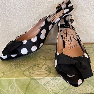 J. Renee Black & White Polka dot satin shoes 8.5W